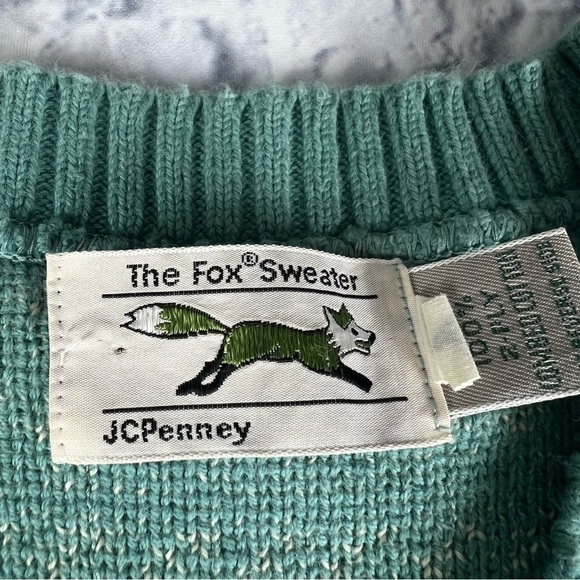 Vintage sweater vest, the fox sweater, size small light teal JCPenney - Picture 7 of 13